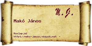 Makó János névjegykártya